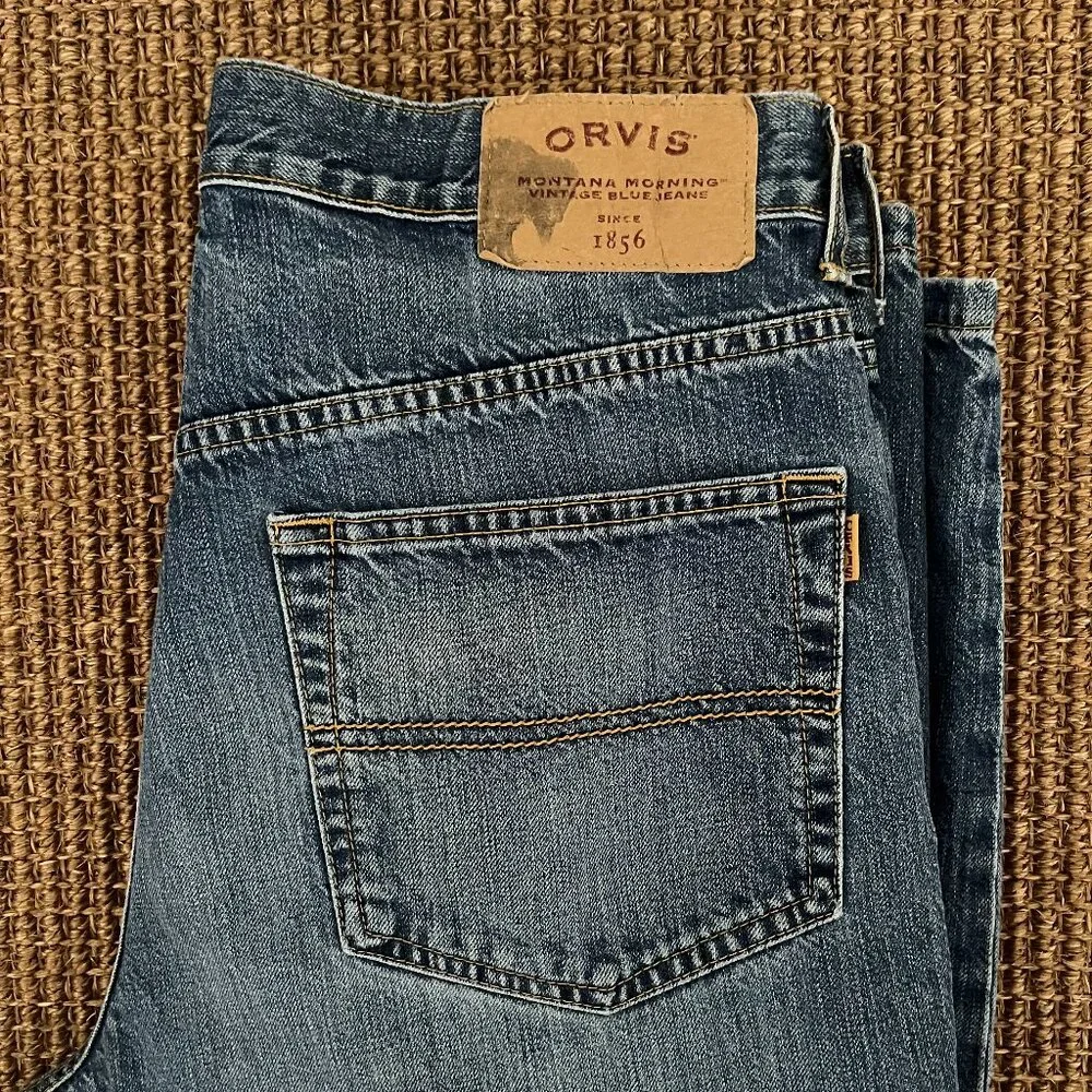 Orvis Men's Blue Denim Jeans - Classic Straight Fit 34x30 - Picture 1 of 5